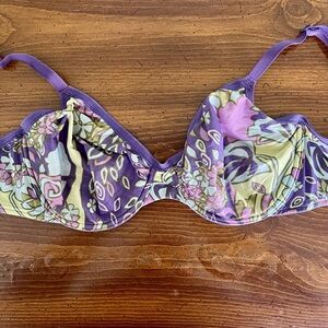 Vintage Victorias Secret Body By Victoria Silky Mesh Unlined Bra 36D Purple